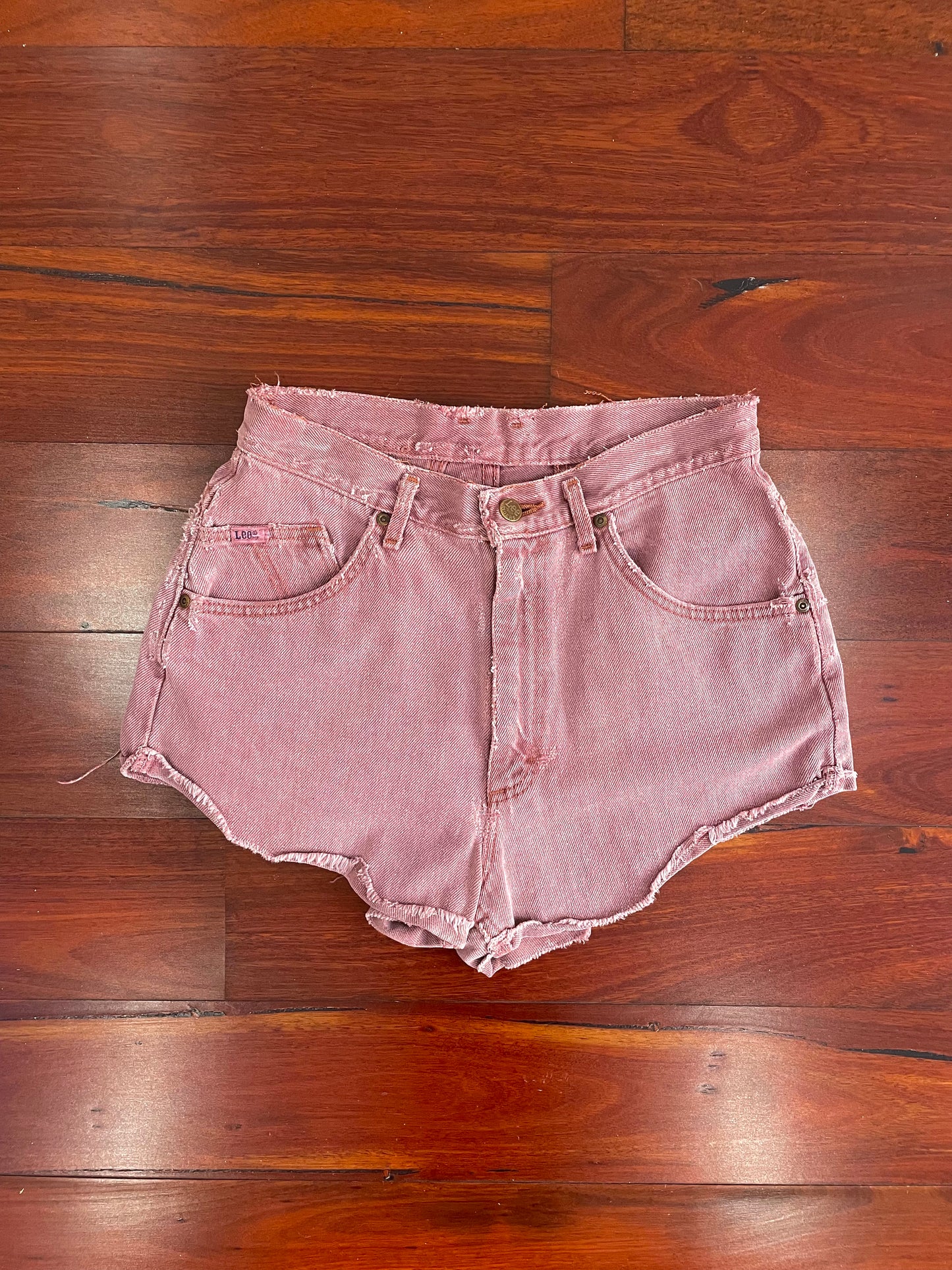 Re-worked Vintage 70s Lee Denim Shorts color Lilac pink