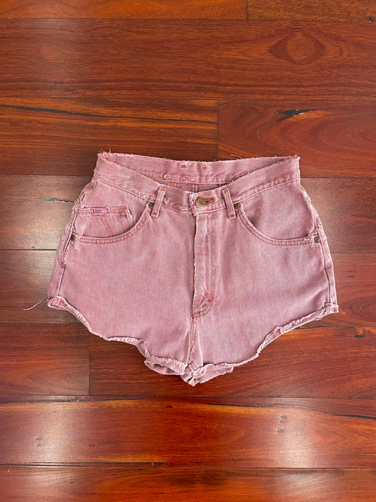 Re-worked Vintage 70s Lee Denim Shorts color Lilac pink