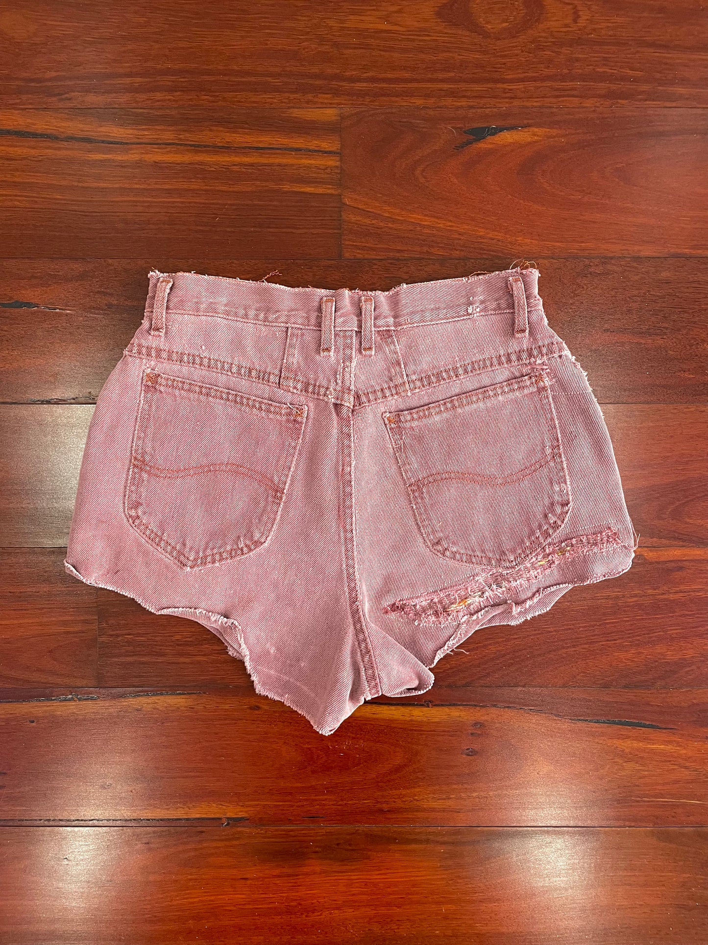 Re-worked Vintage 70s Lee Denim Shorts color Lilac pink